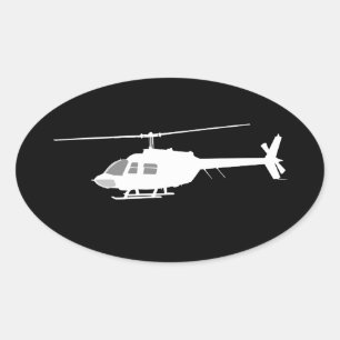 Helicopter Chopper Silhouette Flies Black Decor Ovalt Klistermärke