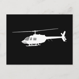 Helicopter Chopper Silhouette Flies Black Decor Vykort