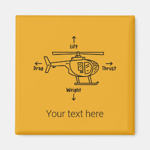 Helicopter Illustration Aviation Pilot Birthday Magnet