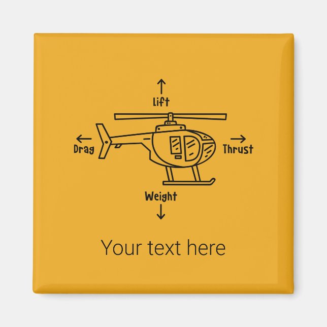 Helicopter Illustration Aviation Pilot Birthday Magnet (Framsidan)