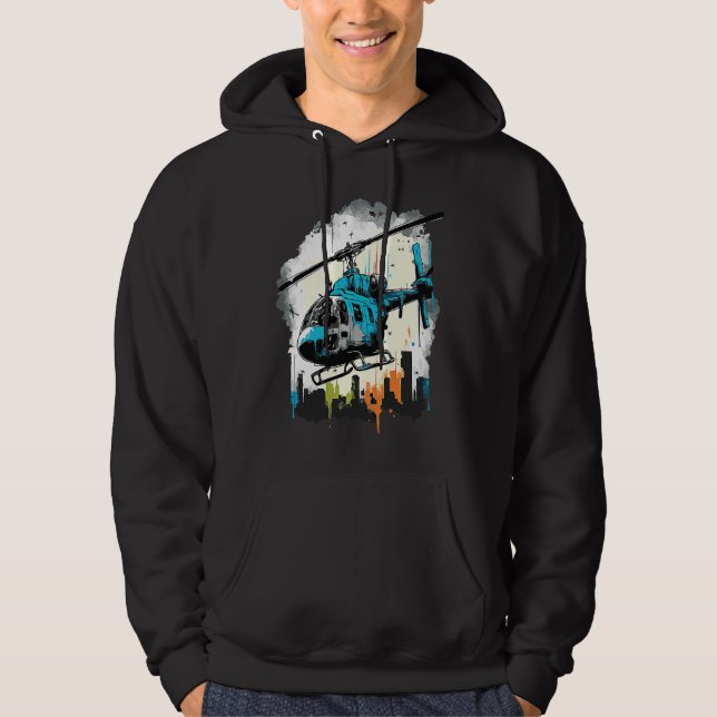 Helicopter over the city  graffiti hoodie (Framsida)