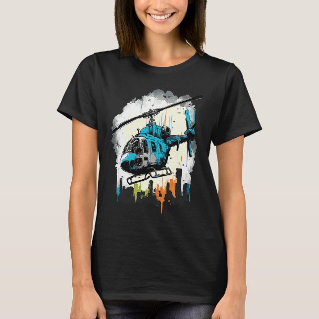 Helicopter over the city  graffiti t shirt (Framsida)