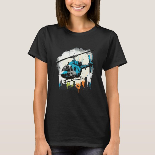 Helicopter over the city graffiti t shirt (Framsida)