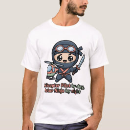 Helicopter Pilot Chibi Ninja – Kawaii Rotor Night  T Shirt