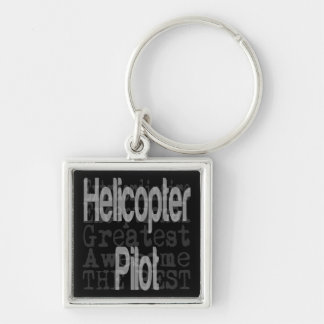 Helicopter Pilot Extraordinaire Fyrkantig Silverfärgad Nyckelring
