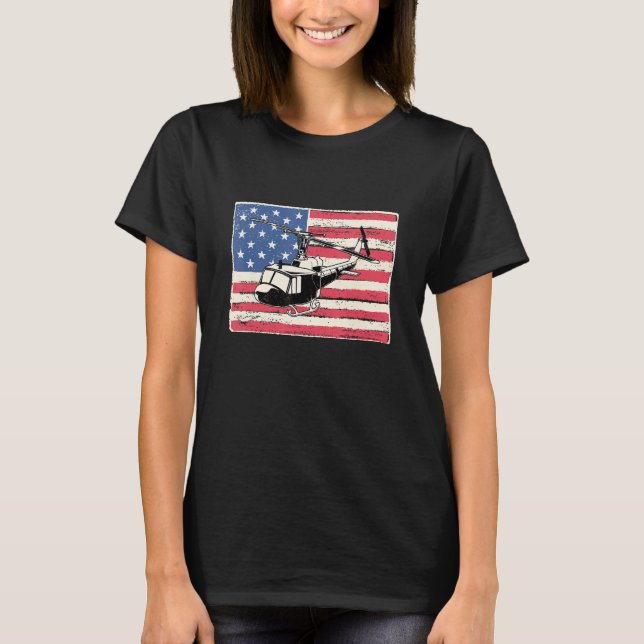 Helicopter pilot for men gift american flag patrio t shirt (Framsida)