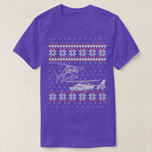 Helicopter pilot Ugly Christmas Sweater  T Shirt (Design framsida)
