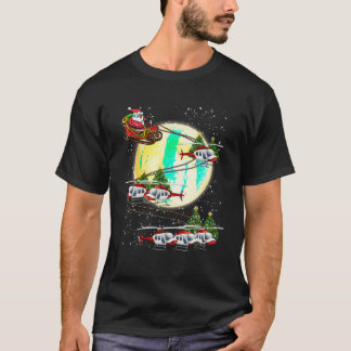 Helicopter Reindeer Santa s Sleigh Pilot Jul T Shirt
