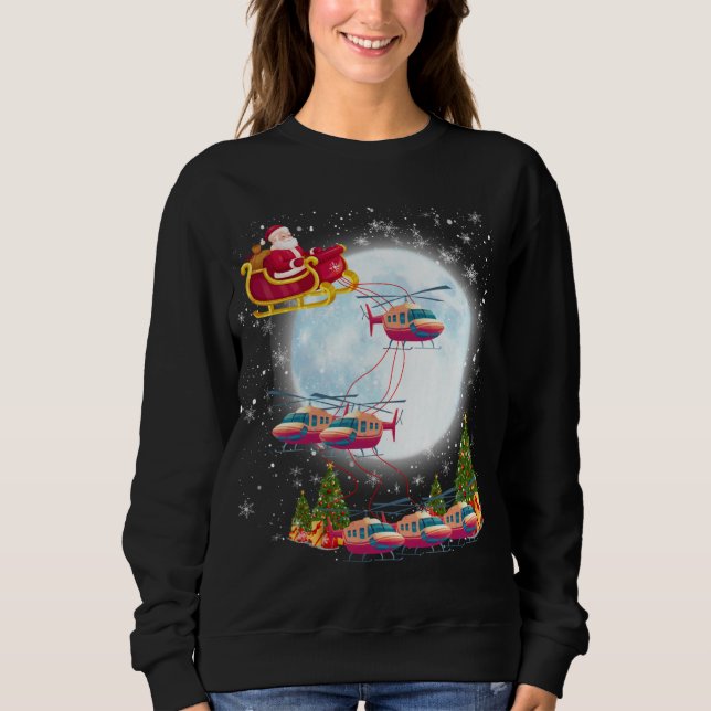 Helicopter Reindeer Santa's Sleigh Pilot Jul T Shirt (Framsida)
