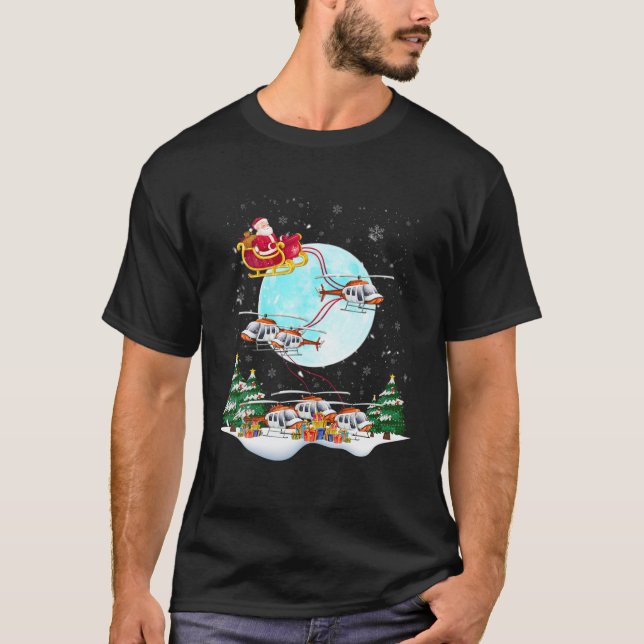 Helicopter Reindeer Santa's Sleigh Pilot Jul T Shirt (Framsida)