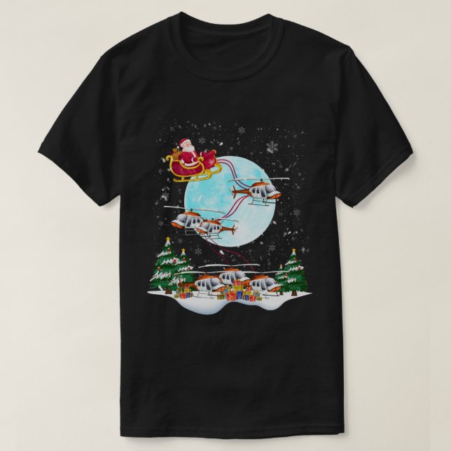 Helicopter Reindeer Santa's Sleigh Pilot Jul T Shirt (Design framsida)