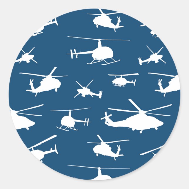 Helicopter Silhouettes // Navy Blue / / // Runt Klistermärke (Framsida)