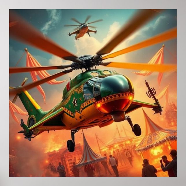 Helicópteros decorados sobre feria mágica de circo poster (Framsidan)