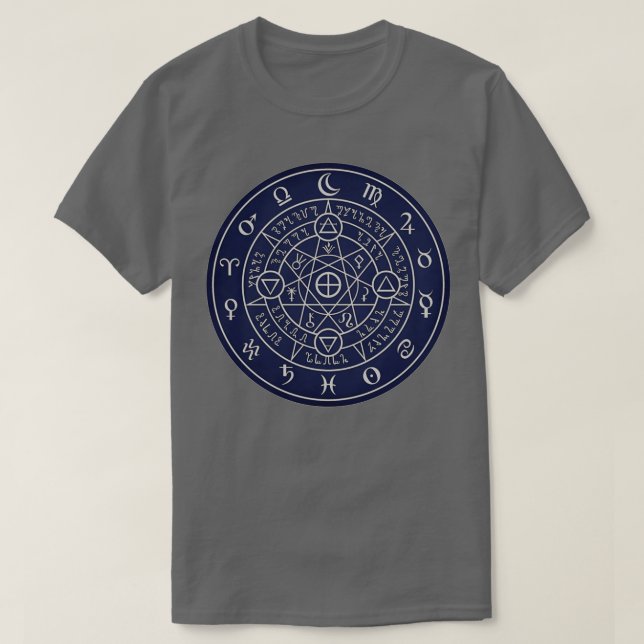 Helig Alchemy Symbols Blue Design T Shirt (Design framsida)