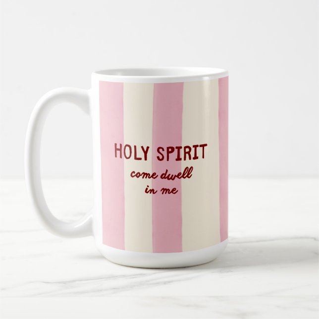 Helig Ande-bön Andakt Rosa Rand Bokstäver Kaffemugg (Vänster)