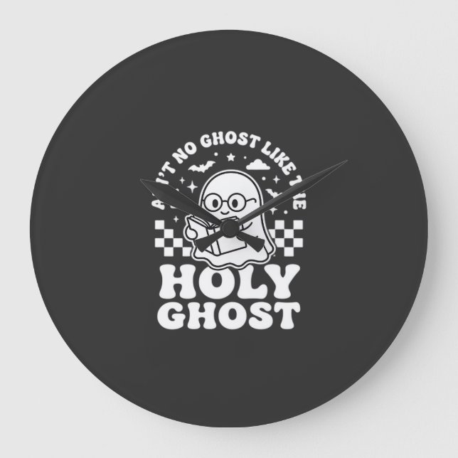 Helig Ande Retro Halloween Spökdesign_1 Stor Klocka (Framsida)
