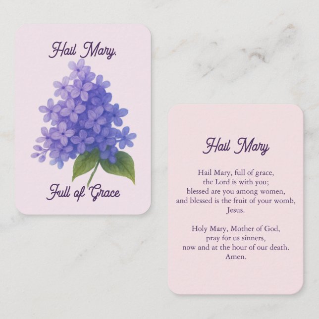 Helig Blooms Lilac - Hail Mary Heliga Card Visitkort (Fram/baksida)