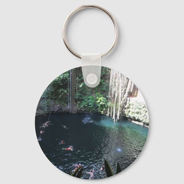 Helig Blue Cenote, Ik Kil, Mexiko #2 Keychain Nyckelring (Framsida)