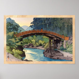 Helig Bridge i Nikko Hiroshi Yoshida hanga art Poster