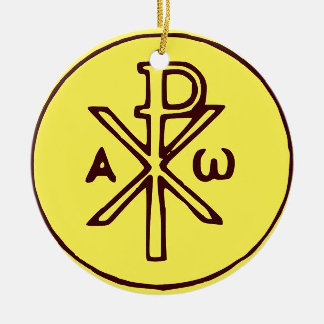 Helig Chi-Rho Kristogram Finkonst Julgransprydnad Keramik (Framsidan)