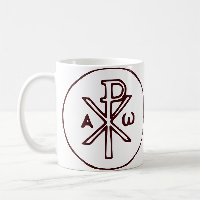 Helig Chi-Rho Kristogram Finkonst Kaffemugg (Vänster)
