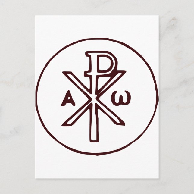 Helig Chi-Rho Kristogram Finkonst Vykort (Framsida)