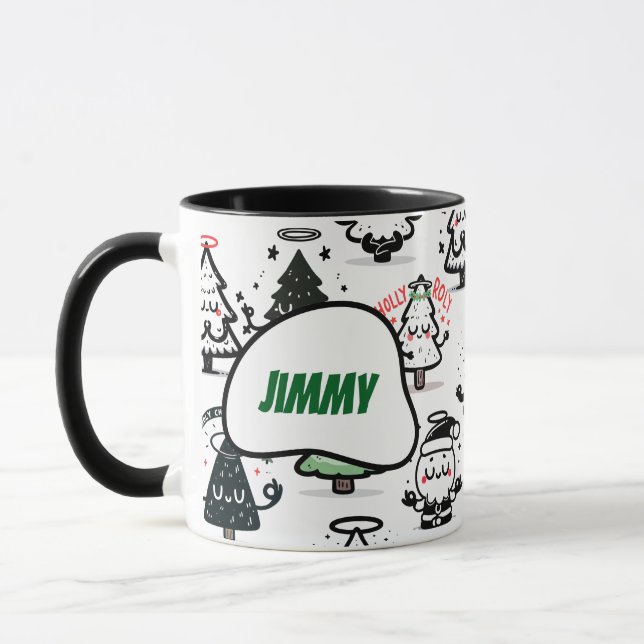 Helig Chrismaroly-mönster – Julnamn Mugg (Vänster)