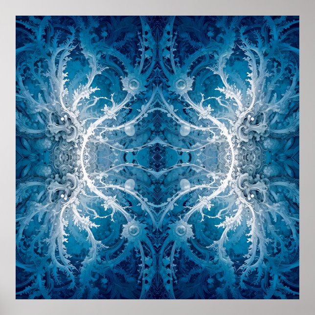 Helig Cosmiflöde - Blått Silver-symmetri Poster (Framsidan)