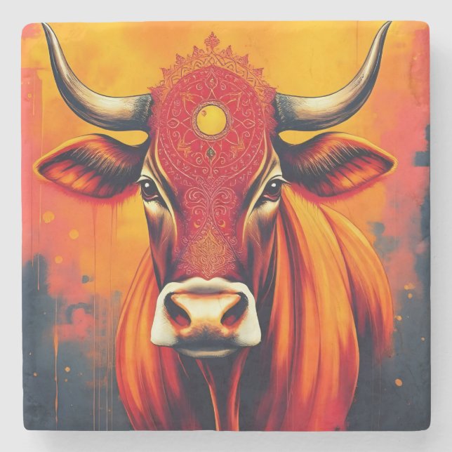 Helig Cow Diwali Bord accent Stenunderlägg (Framsidan)