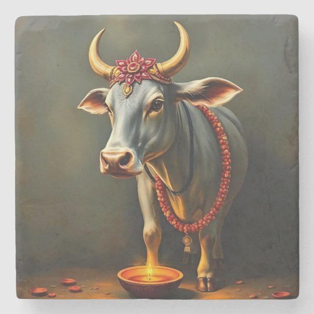 Helig Cow Diwali Bord accent Stenunderlägg (Framsidan)