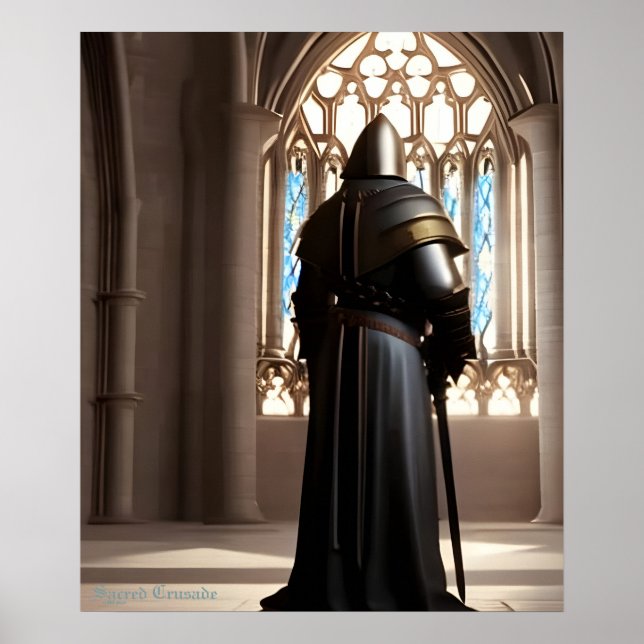 Helig Crusade AI Fantasy Digital Art Print Knight Poster (Framsidan)
