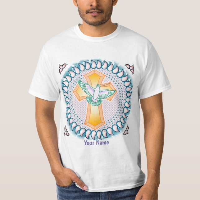 Helig Duv Kristet Kors T-Shirt  (Framsida)