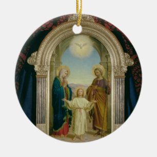 Helig familj, 1898 (tempera på panel) julgransprydnad keramik