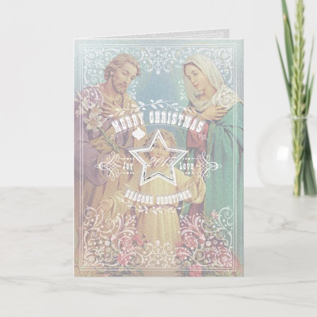 Helig familj för JUL - hälsningkort Helgkort (Framsida)