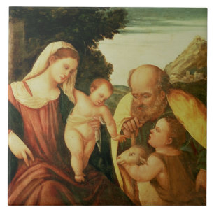 Helig familj med St John Kakelplatta
