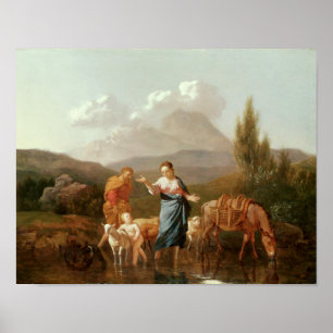 Helig familj på en strömma poster