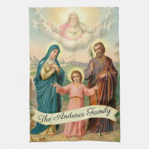 Helig familjJesus Mary St Joseph gud fadern Kökshandduk