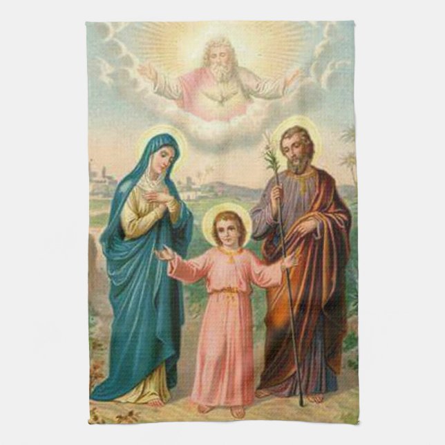 Helig familjJesus Mary St Joseph gud fadern Kökshandduk (Vertikal)