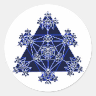 Helig-geometri: blå trianglar: runt klistermärke