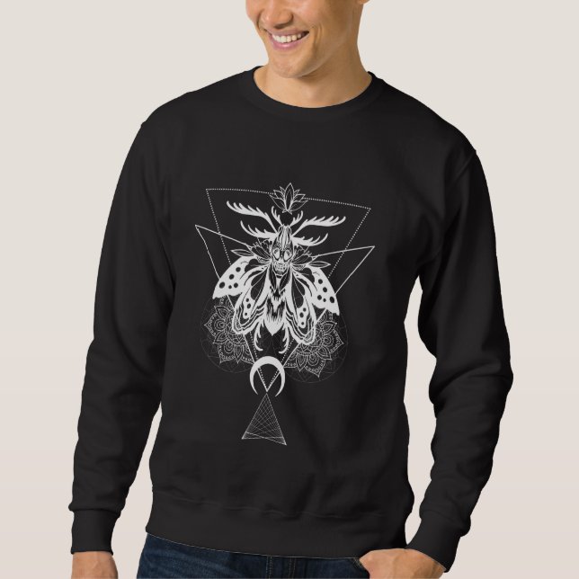 Helig Geometri Dödsdom Moth Gothic Pagan Witchcraf Lång Ärmad Tröja (Framsida)