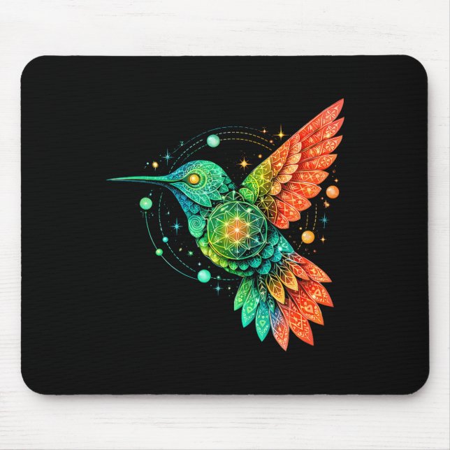 Helig geometri kolibri Mystisk Celestial Design Musmatta (Framsidan)