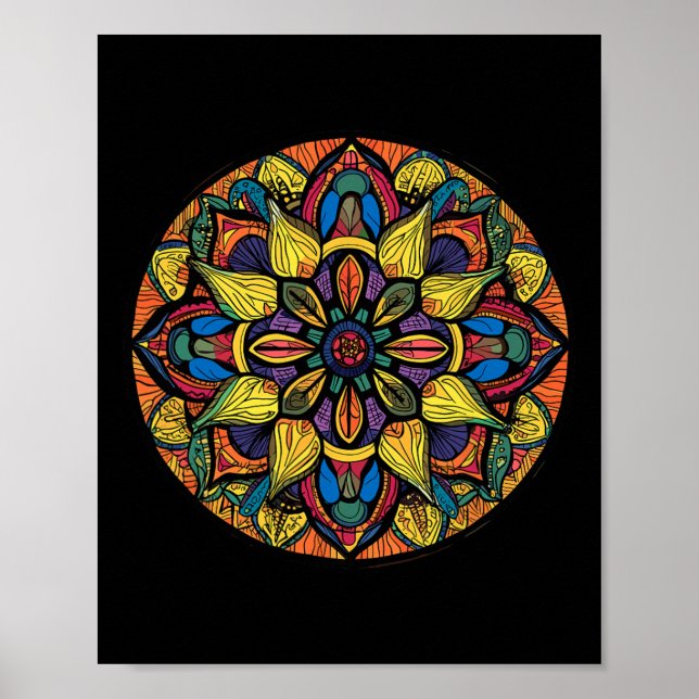 Helig geometri Mandala Abstrakt blommönster  Poster (Framsidan)