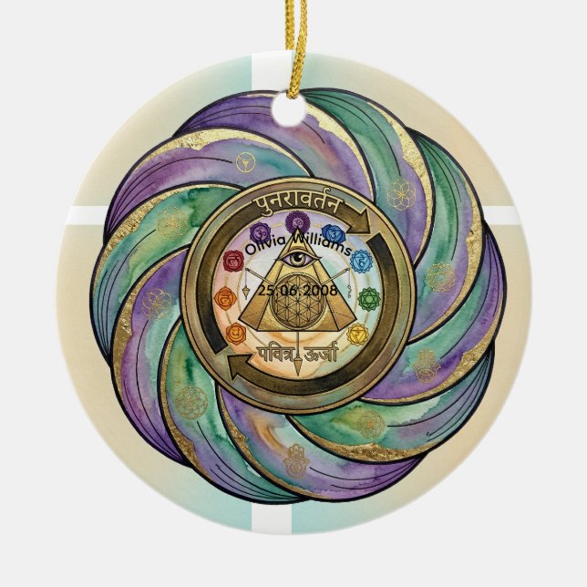 Helig geometri manifestation Symbol Julgransprydnad Keramik (Framsidan)