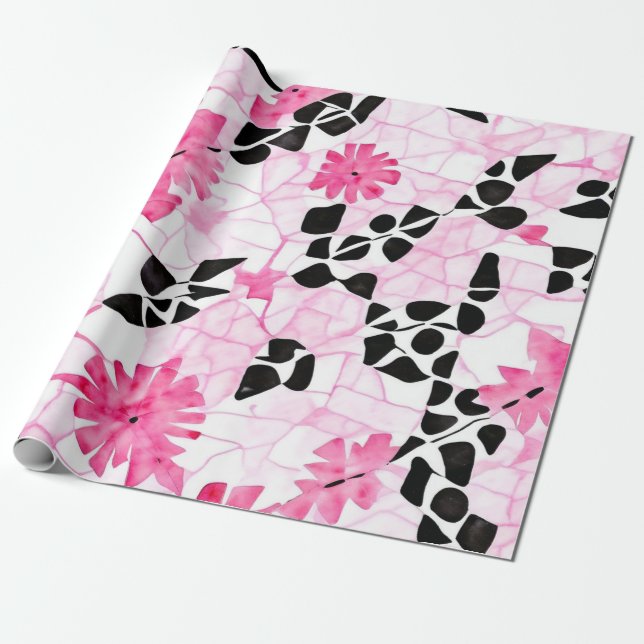 Helig Geometri: Rosa, Black & White Edition Presentpapper (Utrullad)