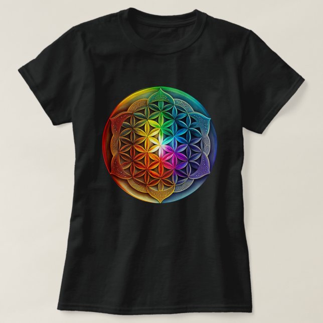 Helig Geometriblomma i livets Chakra-meditation T Shirt (Design framsida)