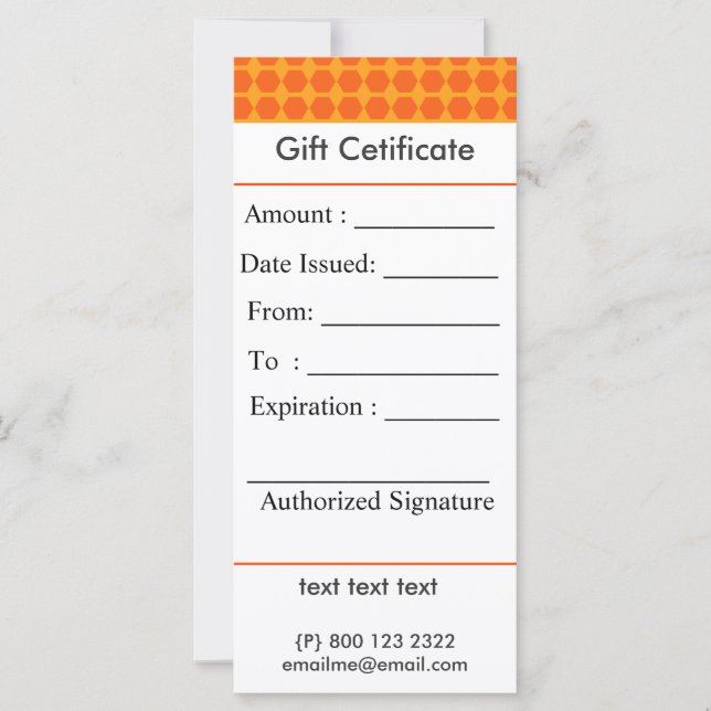 Helig Geometric BeeHive Mönster Gift Certificate (Framsida)