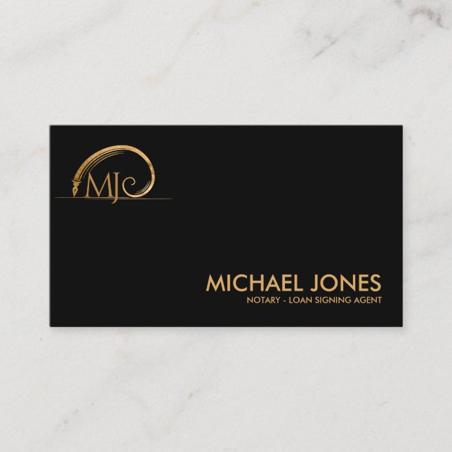 Helig Geometry Golden Spiral Bläck Pen Visitkort (Framsida)