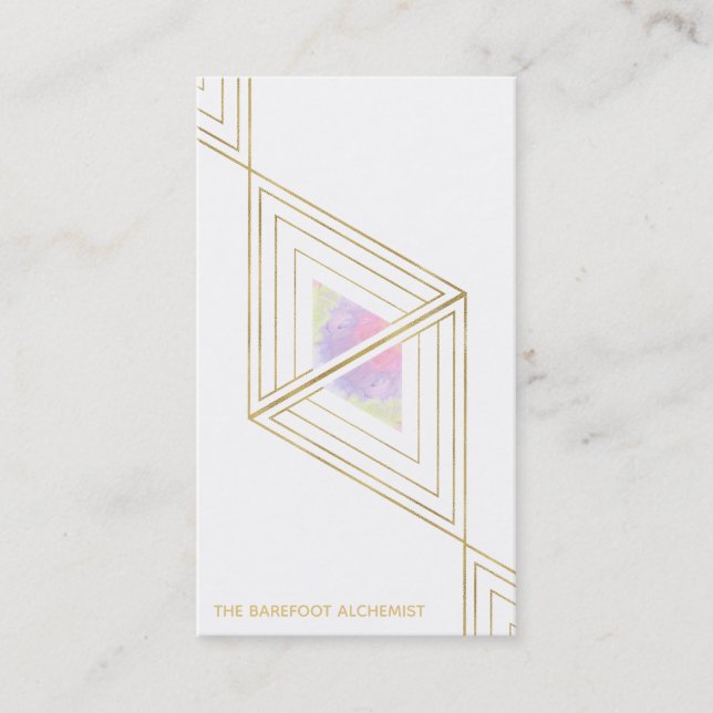 *~* Helig Geometry Guld Boho Triangles Alchemy Visitkort (Framsida)