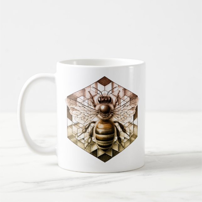 Helig Geometry Honung Mugg Bee Gift for biodling (Vänster)