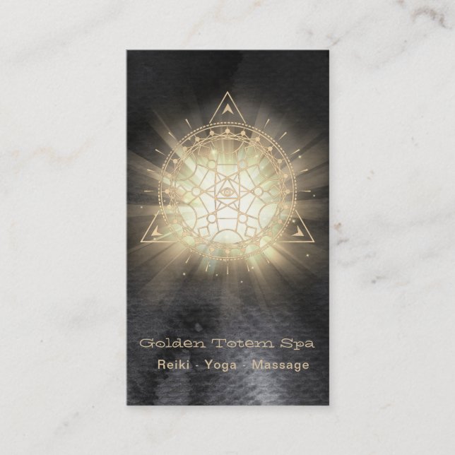 *~* Helig Geometry . Light Rays Golden Totem Visitkort (Framsida)